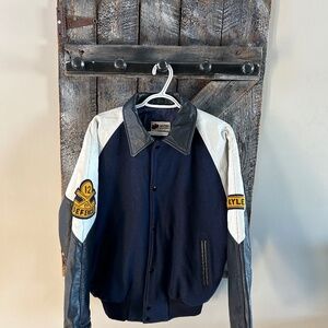 Retro Sharks Hockey Jacket Navy & White - Size Large